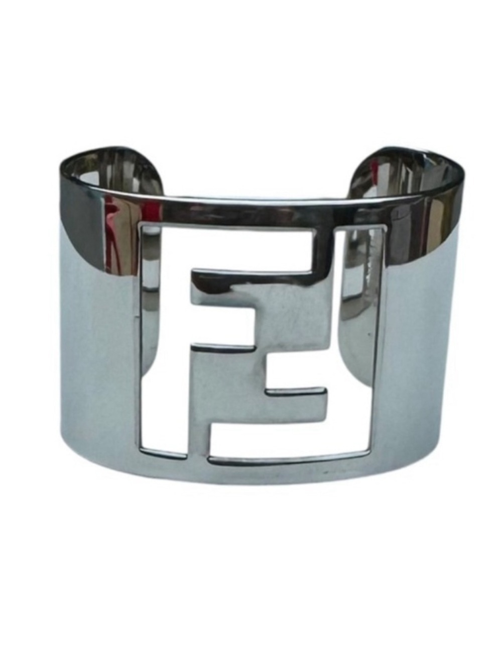 Fendi FF Cut Out Cuff Bracelet Silver Tone - Picture 3 of 13